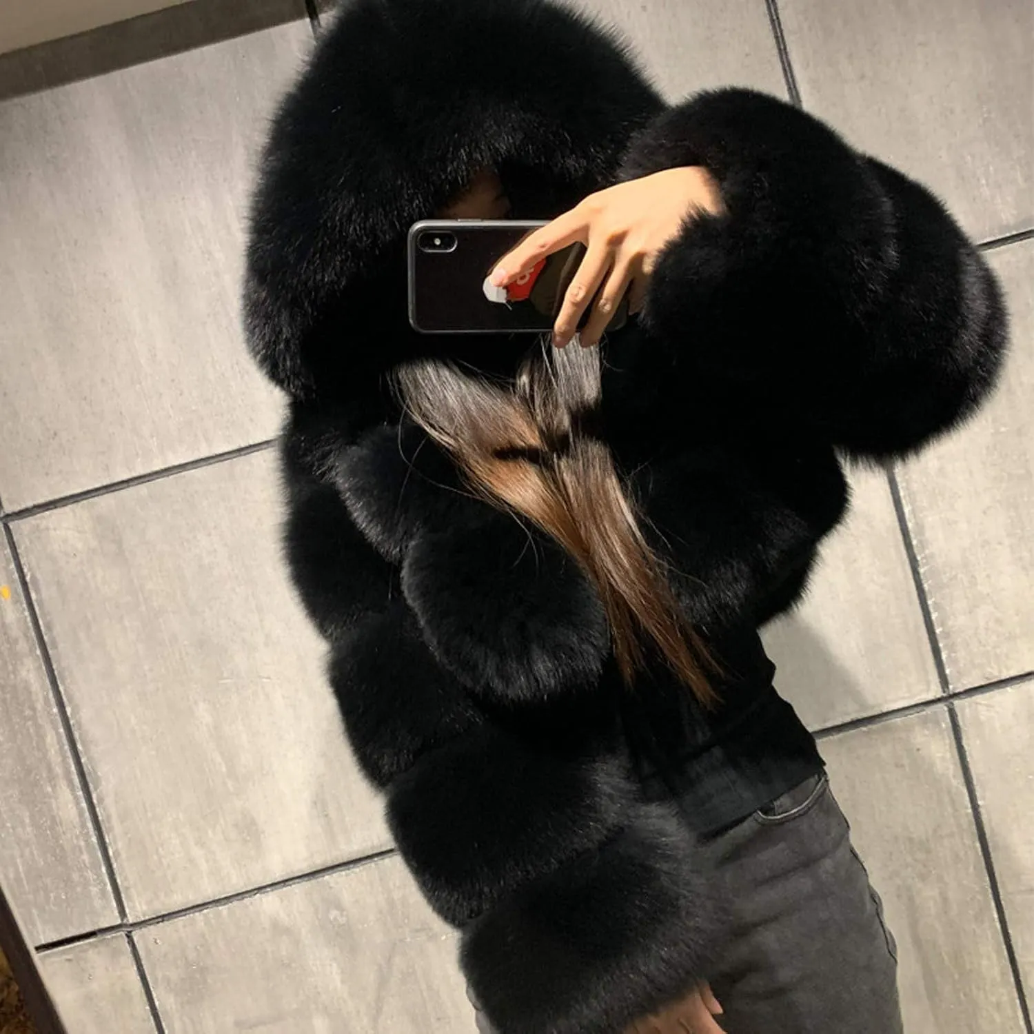 LCMTWX Winter Coat Women Long Furry Women Long Jacket Faux Sleeve Short Warm Women's Coat Vintage Parka Shaggy Jacket Coats