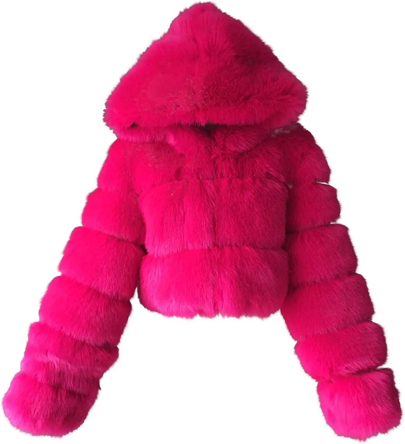 LCMTWX Women Fluffy Faux Fur Coat Women Long Jacket Faux Sleeve Short Warm Women's Coat Fluffy Short Coat Outerwear Pink