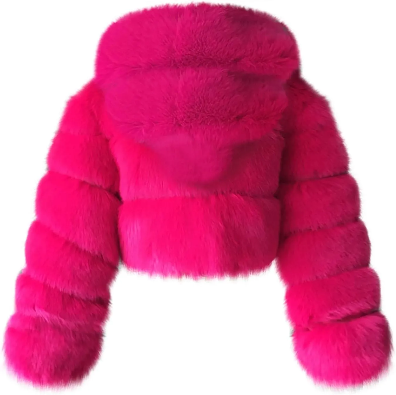 LCMTWX Women Fluffy Faux Fur Coat Women Long Jacket Faux Sleeve Short Warm Women's Coat Fluffy Short Coat Outerwear Pink