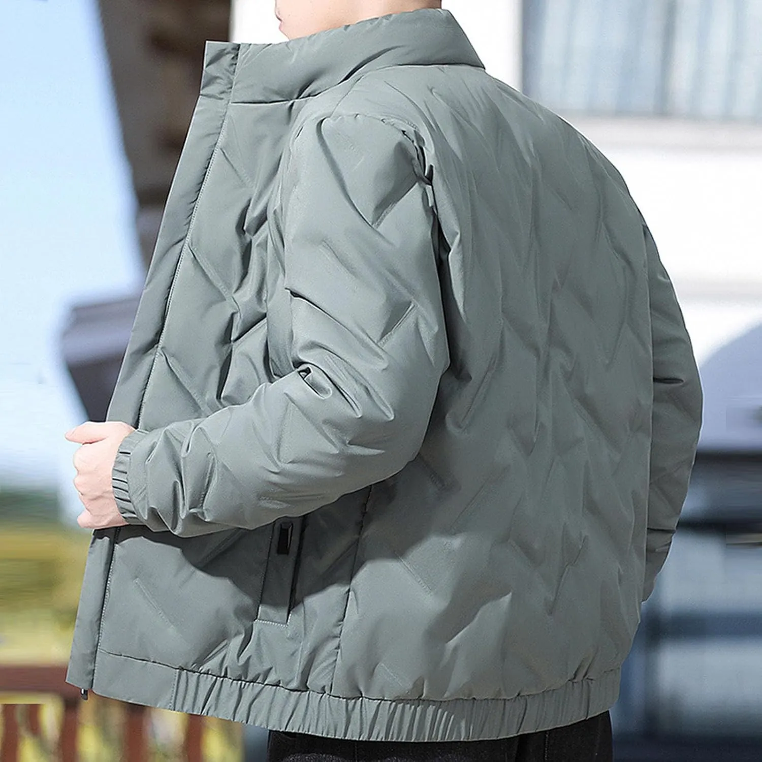 lcziwo Mens Puffer Quilted Jacket Lightweight Stand Collar Zip up Casual Padded Cotton Jacket Winter Coat Outerwear
