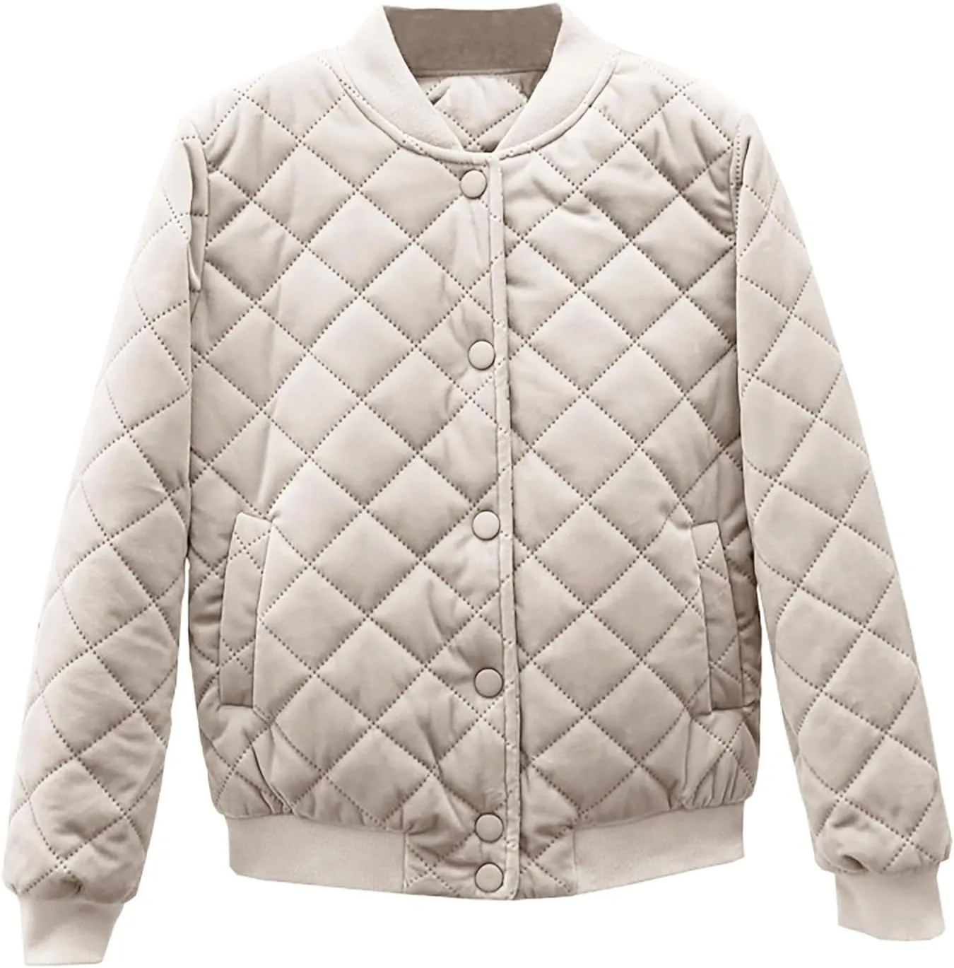 lcziwo Women's Winter Coat Oversized Baseball Jackets Diamond Texture Buttons Quilted Jacket Cotton-Padded Coat Outerwear