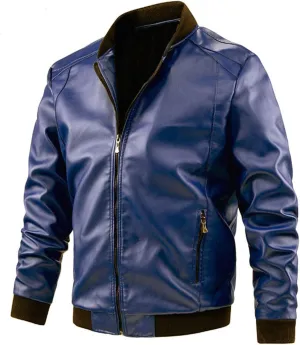 Leather Jacket Autumn Loose Solid Color Zip PU Leather Jacket Short Lapel Motorcycle Leather Jacket Coat Leather