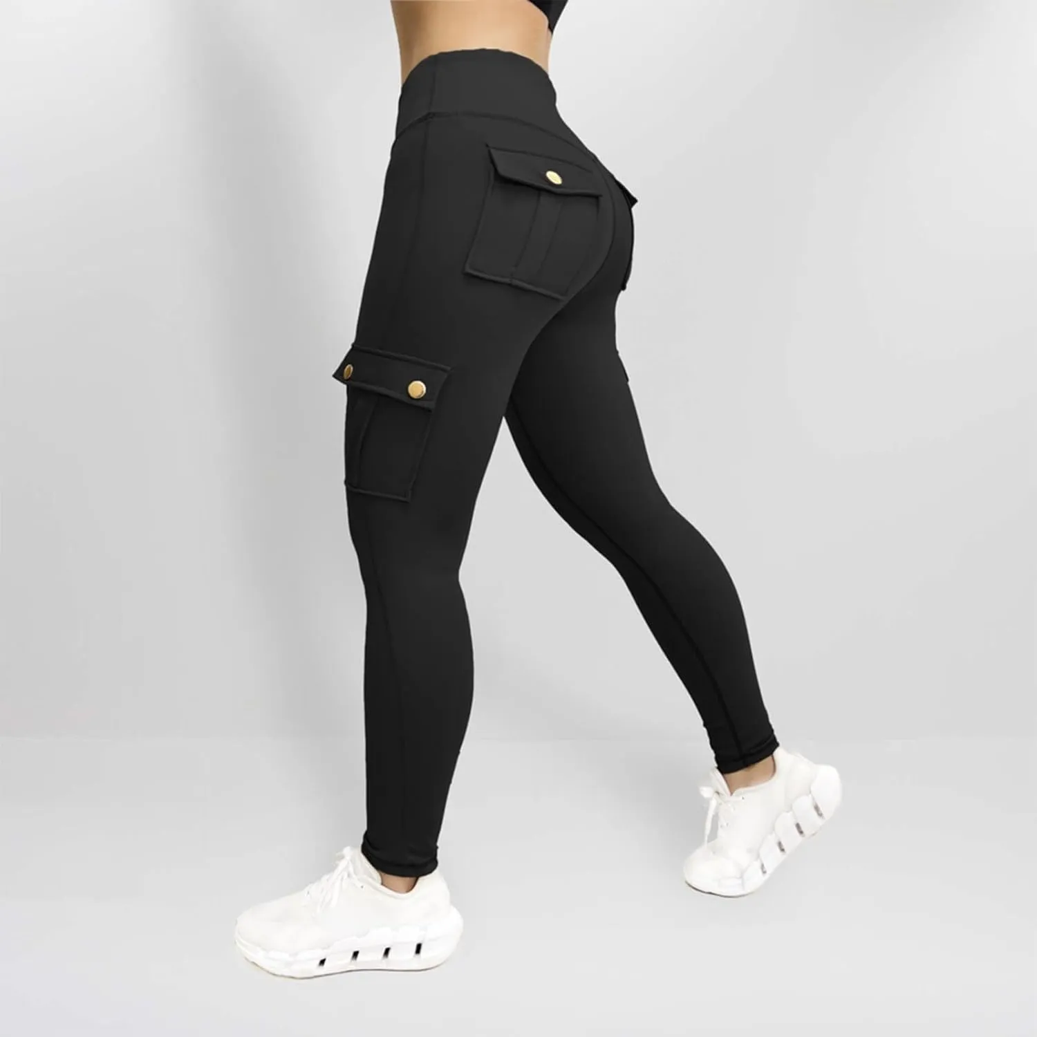 Leggings With Pockets for Women,High Waisted Cargo Pants Women,Tummy Control Butt Lifting Plus Size Workout Leggings