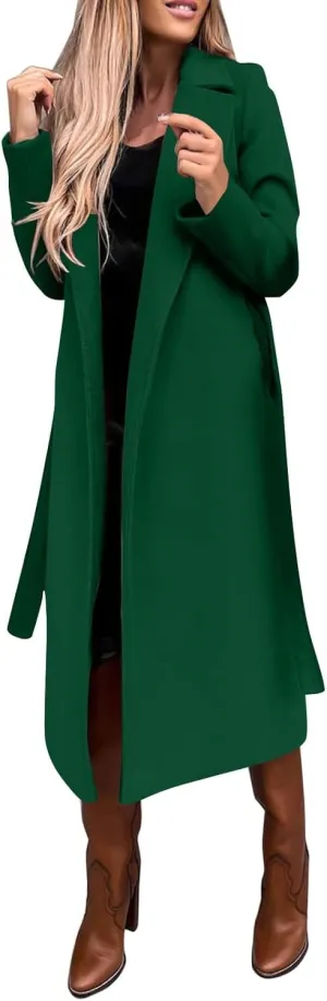 Light Jacket Wool Coats Blouse Thin Coat Trench Long Jacket Ladies Slim Long Belt Elegant Overcoat Women's Car