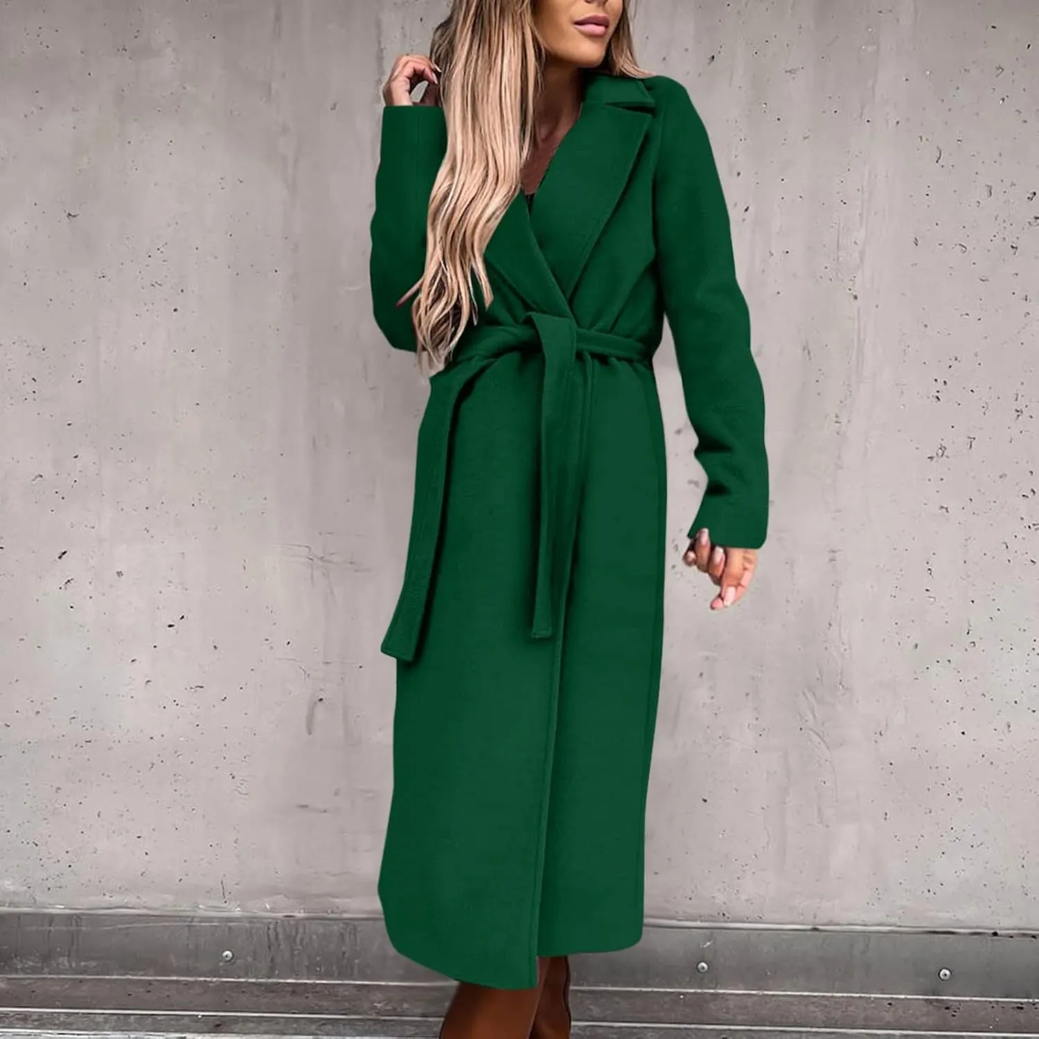 Light Jacket Wool Coats Blouse Thin Coat Trench Long Jacket Ladies Slim Long Belt Elegant Overcoat Women's Car