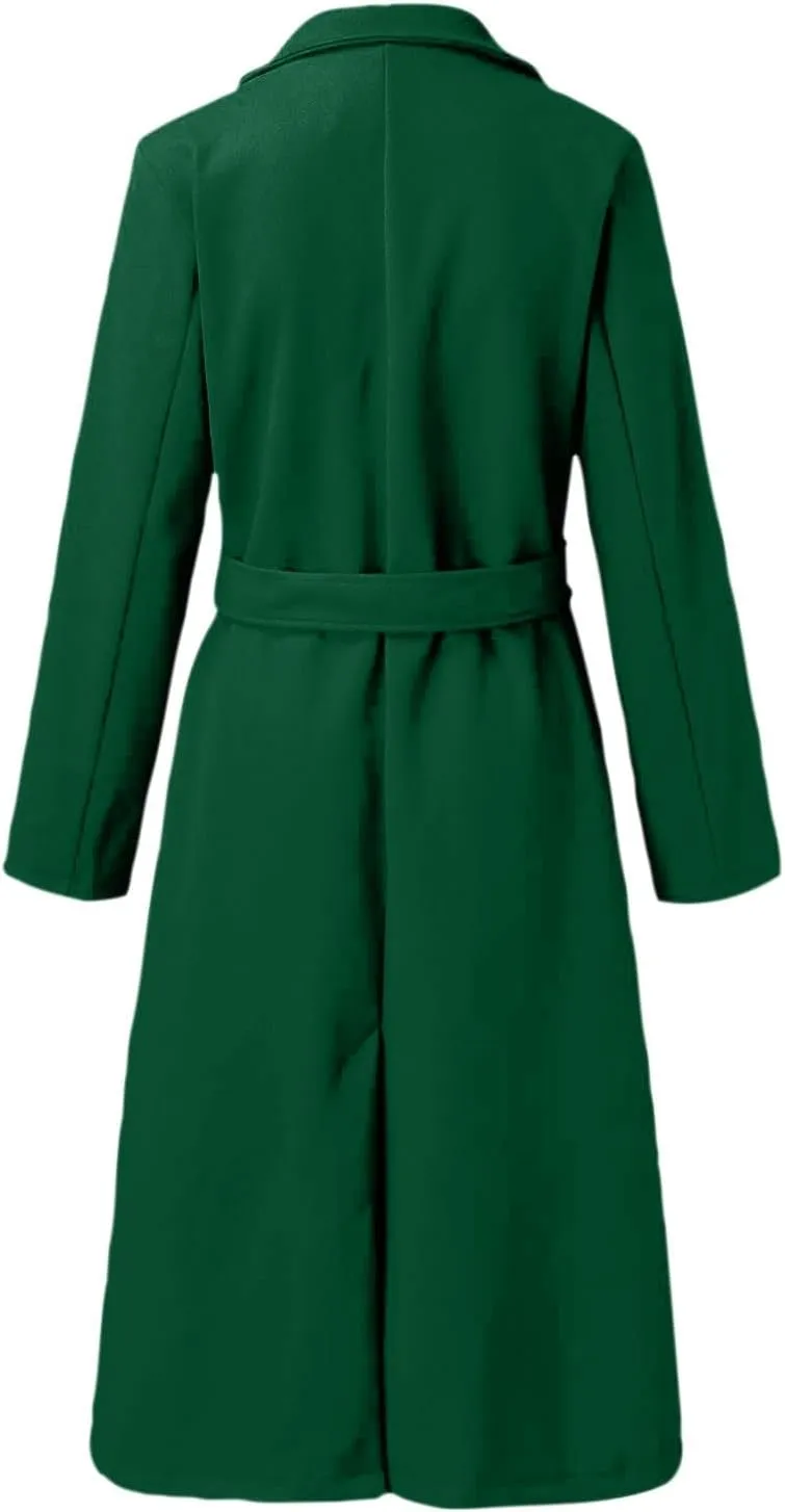 Light Jacket Wool Coats Blouse Thin Coat Trench Long Jacket Ladies Slim Long Belt Elegant Overcoat Women's Car
