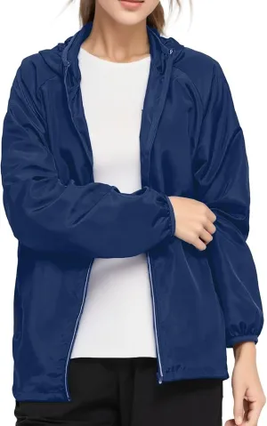 Lightweight Rain Jackets Women 2024 Plain Waterproof Windbreaker Jacket Women Packable Raincoat Rain Coats with Hood