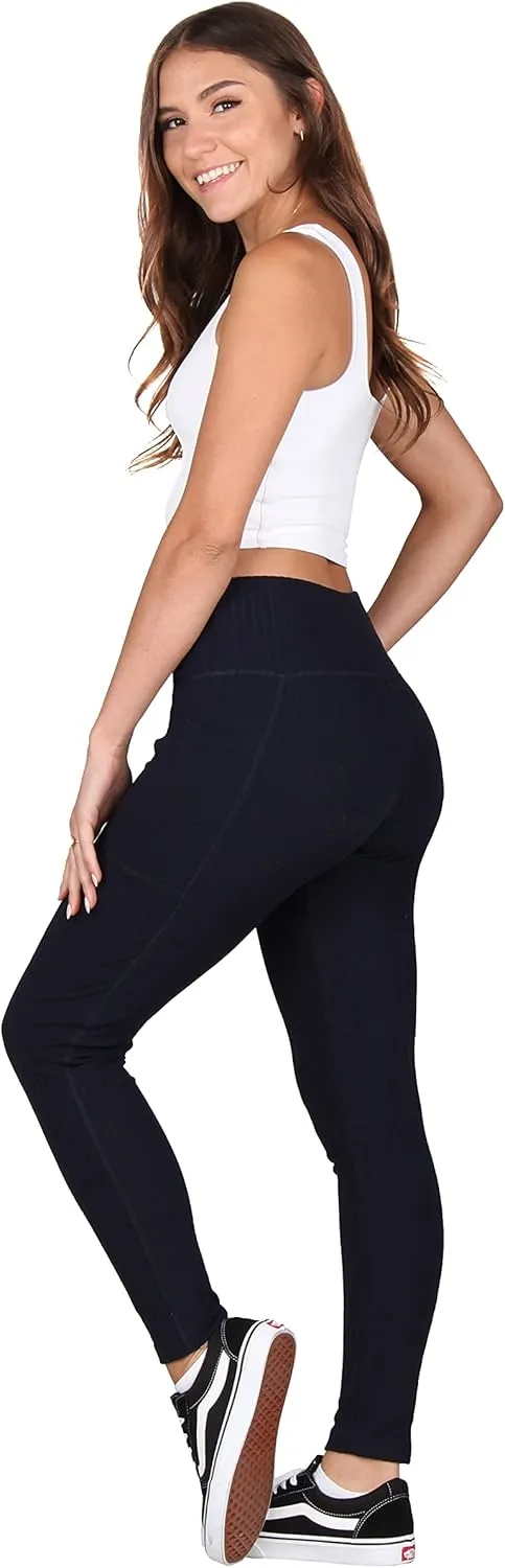 Lildy Solid Ribbed Leggings with Pockets