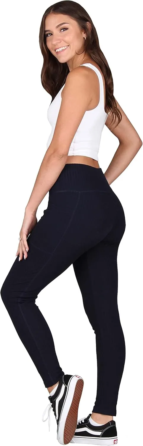 Lildy Solid Ribbed Leggings with Pockets