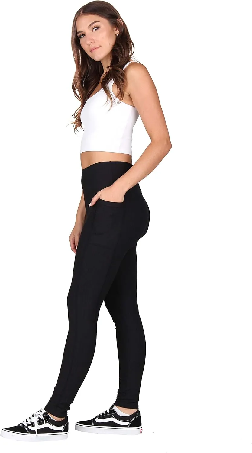 Lildy Solid Ribbed Leggings with Pockets