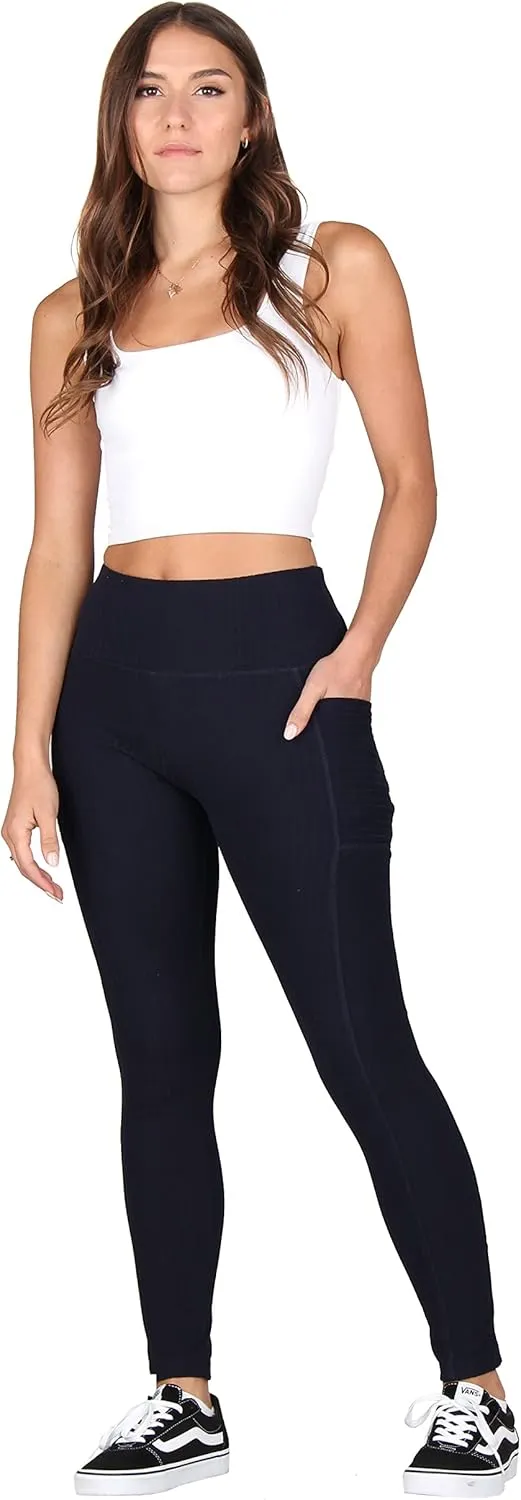 Lildy Solid Ribbed Leggings with Pockets