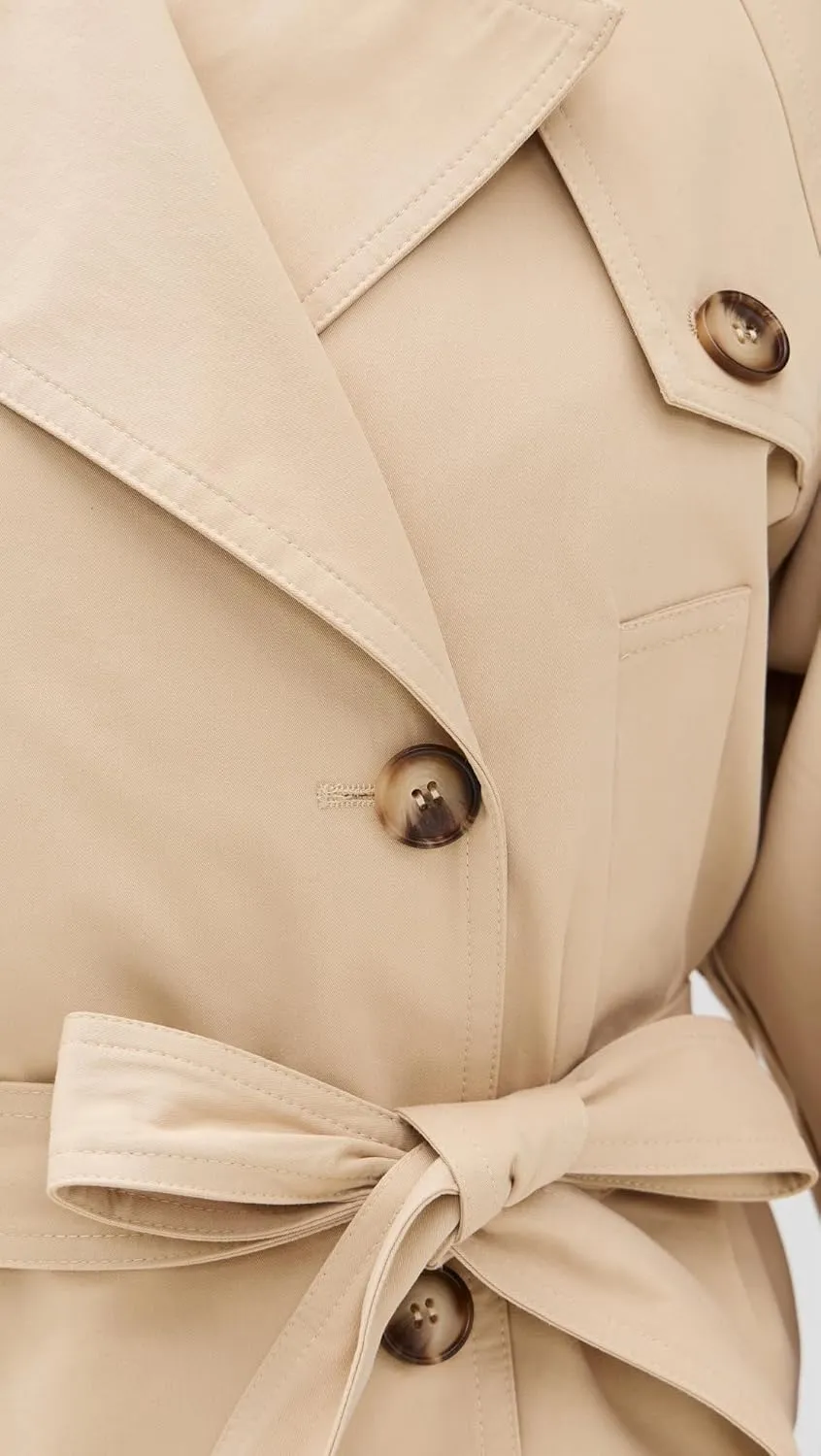 Line & Dot Women's Alba Crop Trench Jacket with Gingham Check Cuffs