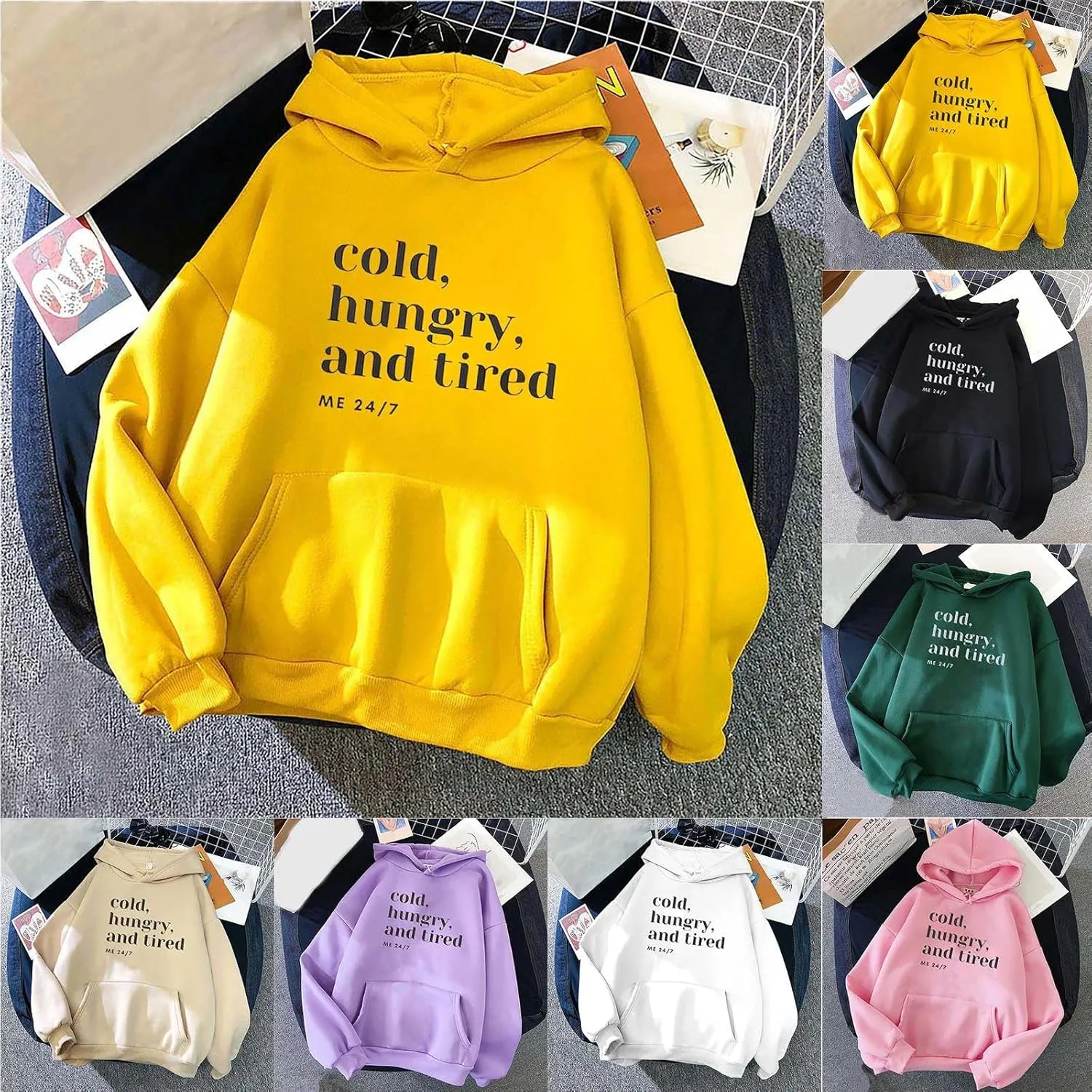 maisdgop Oversized Hoodie for Women Long Sleeve Hooded Sweatshirt Loose Crewneck Drawstring Pullover Print Tops with Pockets