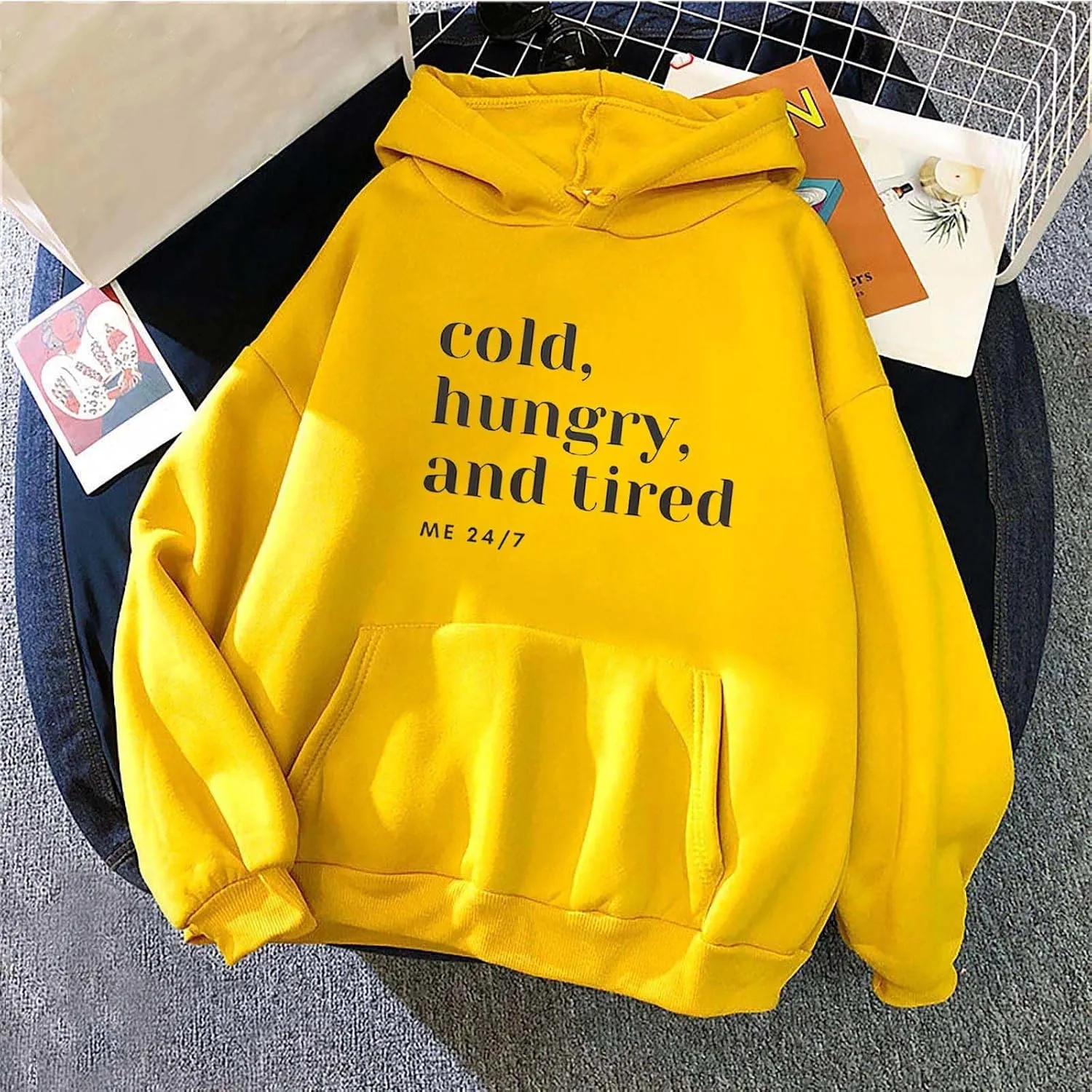 maisdgop Oversized Hoodie for Women Long Sleeve Hooded Sweatshirt Loose Crewneck Drawstring Pullover Print Tops with Pockets