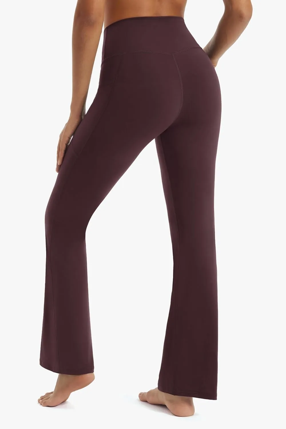 Maxbee Flare Yoga Pants with Pockets for Women, V Crossover Flare Leggings Tummy Control, High Waist Bootcut Yoga Leggings