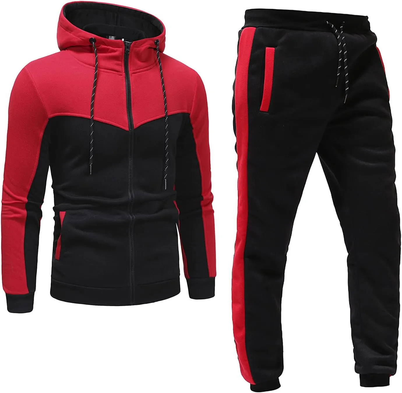Men Fashion Hoodies Sweatshirts Winter Sports Casual Fitness Suit with Dots Hoodie Sweatshirt and Pants