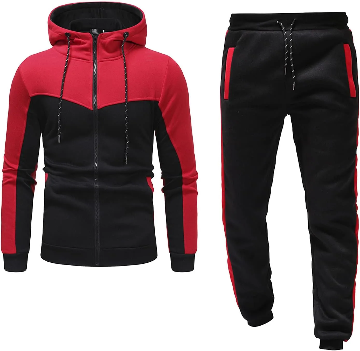 Men Fashion Hoodies Sweatshirts Winter Sports Casual Fitness Suit with Dots Hoodie Sweatshirt and Pants