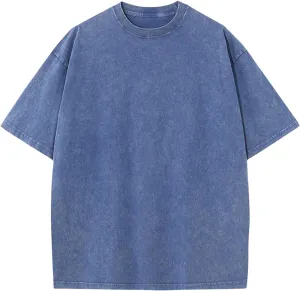 Men Oversized Cotton T Shirts Acid Washed Vintage Unisex Tee Loose Fit Short Sleeve Casual Streetwear Baggy Basic Tops