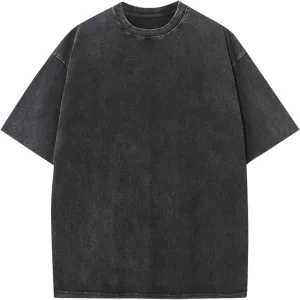 Men Oversized Cotton T Shirts Acid Washed Vintage Unisex Tee Loose Fit Short Sleeve Casual Streetwear Baggy Basic Tops