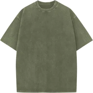 Men Oversized Cotton T Shirts Acid Washed Vintage Unisex Tee Loose Fit Short Sleeve Casual Streetwear Baggy Basic Tops