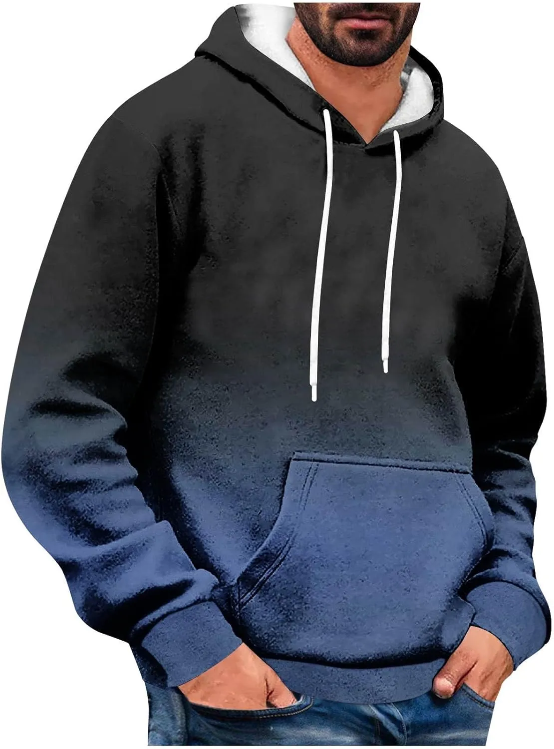 Men Sweatshirt Running Soft Outerwear Long Sleeve Lightweight Drawstring Hoodies Stylish Casual Athletic Sweatshirt