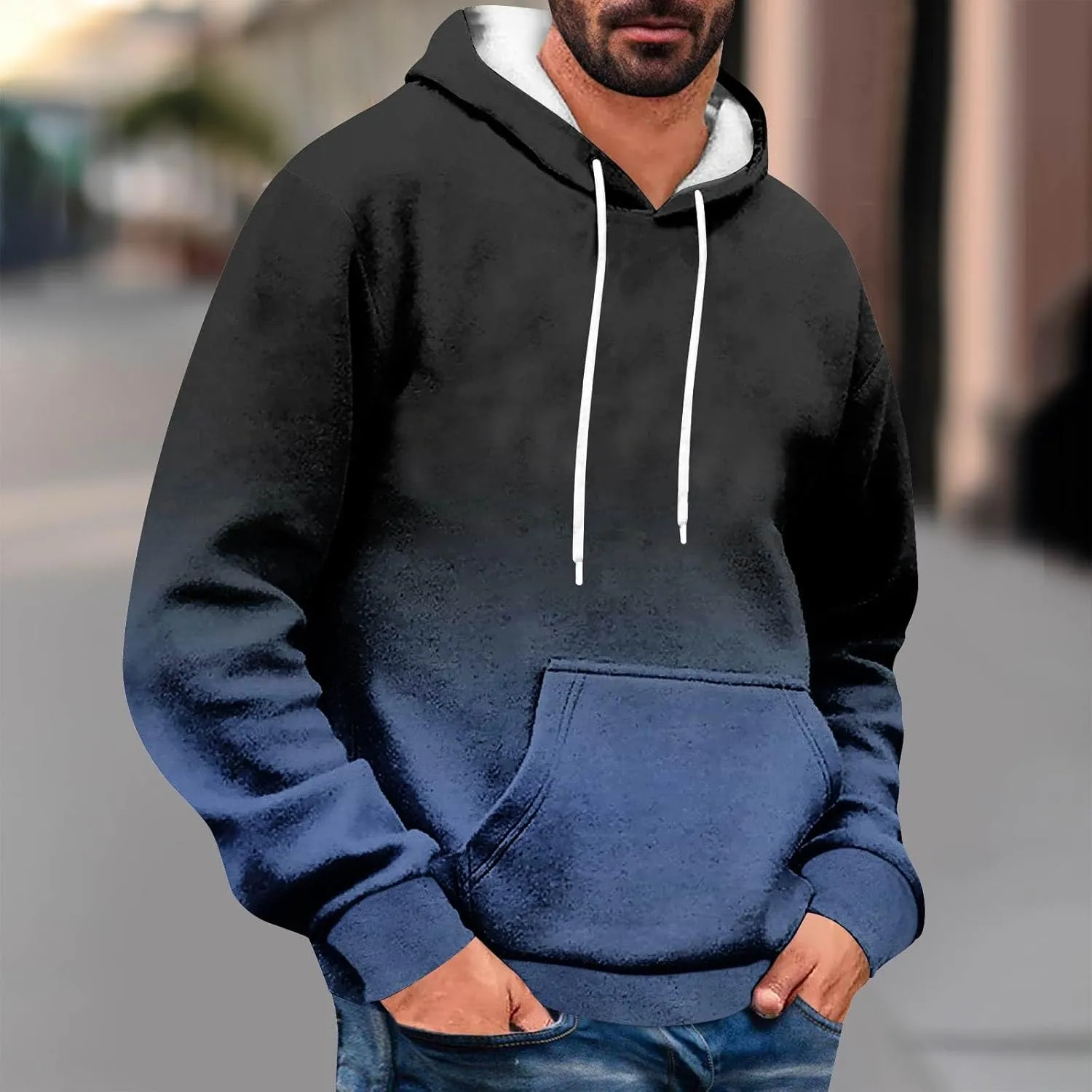 Men Sweatshirt Running Soft Outerwear Long Sleeve Lightweight Drawstring Hoodies Stylish Casual Athletic Sweatshirt