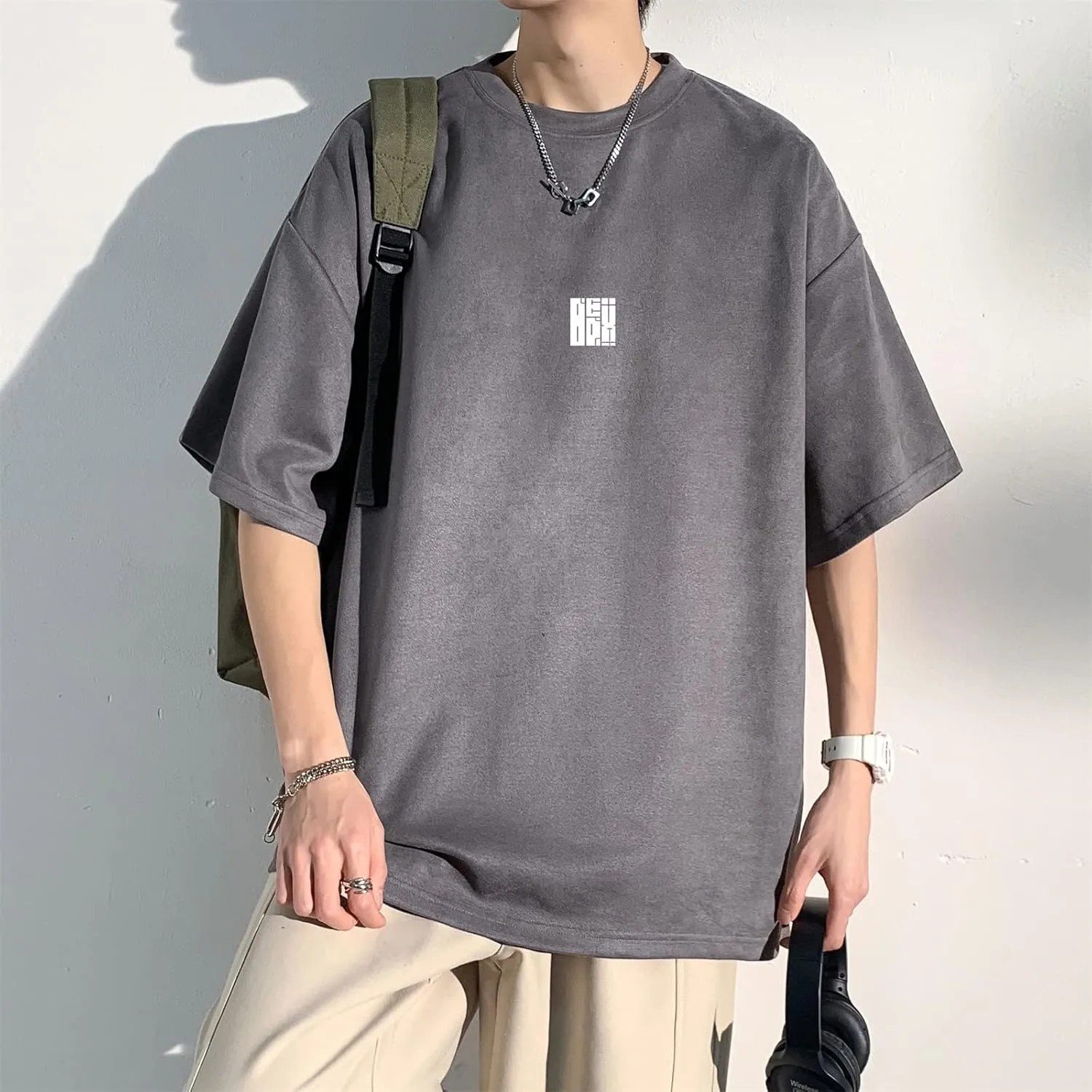 Men T Shirt Streetwear Harajuku Tops Short Sleeve Crewneck T-Shirt