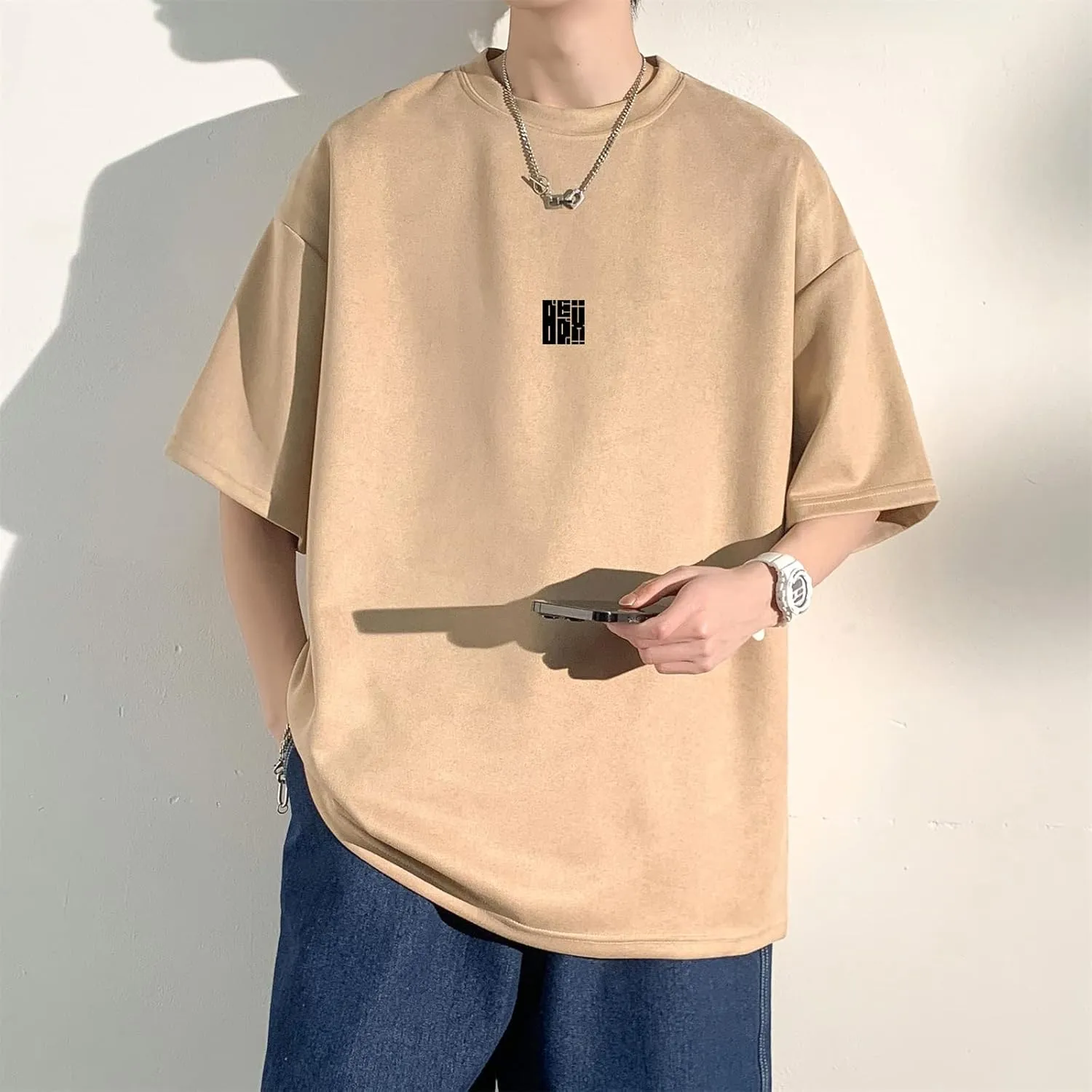Men T Shirt Streetwear Harajuku Tops Short Sleeve Crewneck T-Shirt