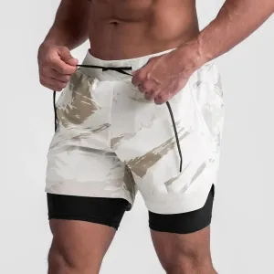 Men's 2-in-1 Quick-Dry Gym Jogging Exercise Shorts: Double-Layer Fitness & Running Shorts