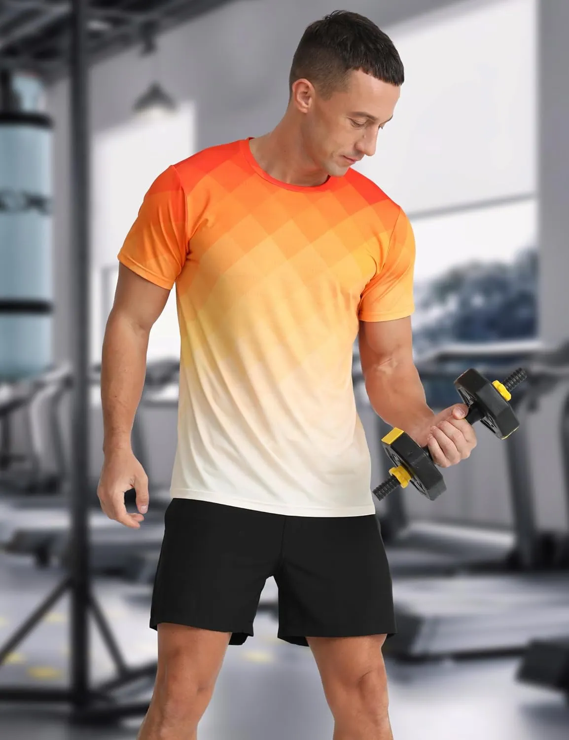 Men's Athletic T-Shirt Performance Gym Shirt Quick Dry Moisture Wicking Running Workout Short Sleeve Tops