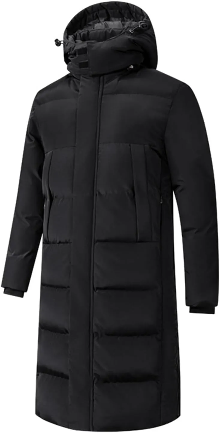 Men's Autumn And Winter Leisure Zip Pocket Hat Large Size Cotton Padded Jacket Coat Top Blouse Men Long Coats
