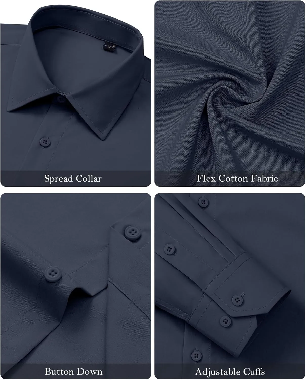Mens Business Dress Shirt Long Sleeve Button Down Formal Shirt for Men Cotton Slim Fit Shirt for Wedding