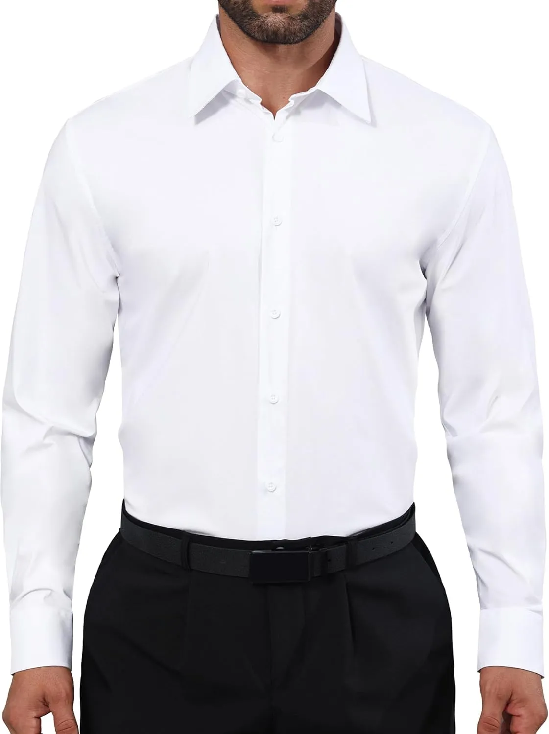 Mens Business Dress Shirt Long Sleeve Button Down Formal Shirt for Men Cotton Slim Fit Shirt for Wedding