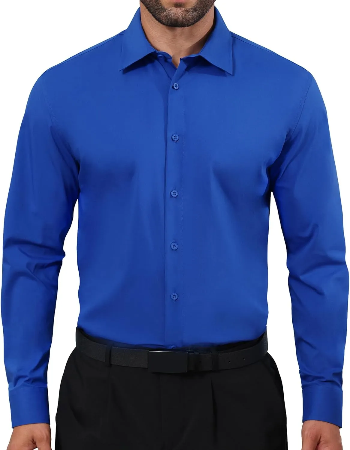 Mens Business Dress Shirt Long Sleeve Button Down Formal Shirt for Men Cotton Slim Fit Shirt for Wedding