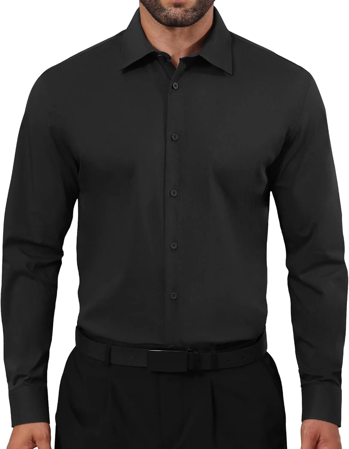 Mens Business Dress Shirt Long Sleeve Button Down Formal Shirt for Men Cotton Slim Fit Shirt for Wedding
