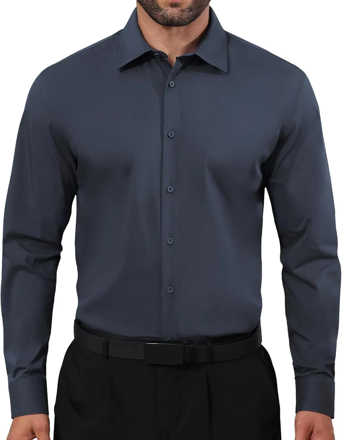 Mens Business Dress Shirt Long Sleeve Button Down Formal Shirt for Men Cotton Slim Fit Shirt for Wedding