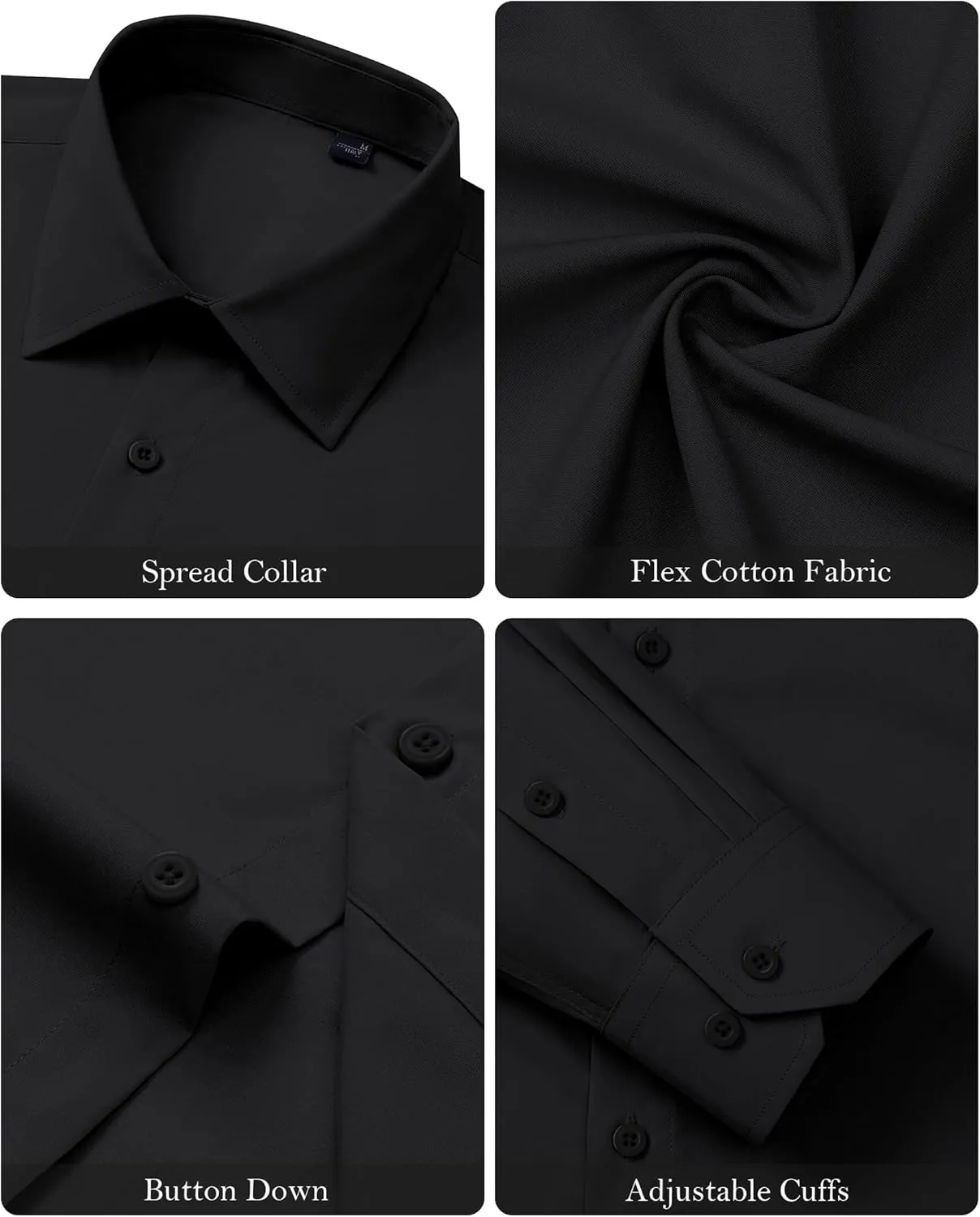 Mens Business Dress Shirt Long Sleeve Button Down Formal Shirt for Men Cotton Slim Fit Shirt for Wedding