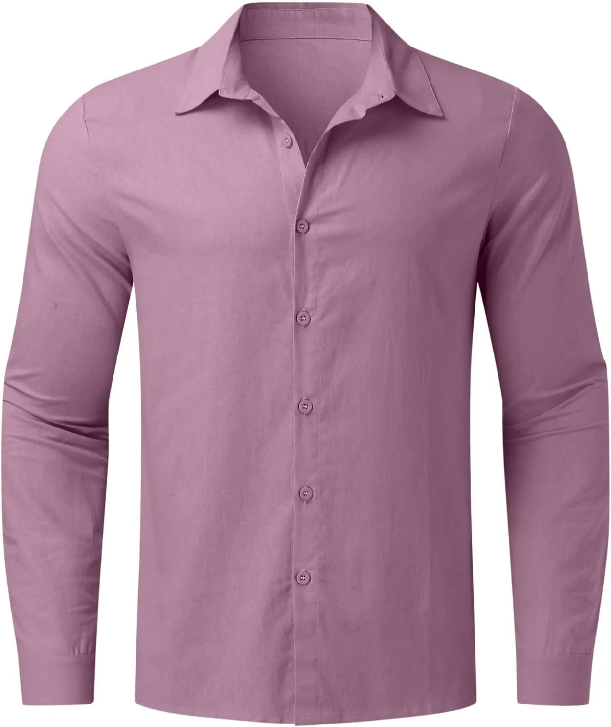 Men's Casual Button Down Shirt Regular Fit Long Sleeve Linen Chambray Shirt Solid Holiday Travel Shirt Fall Tops