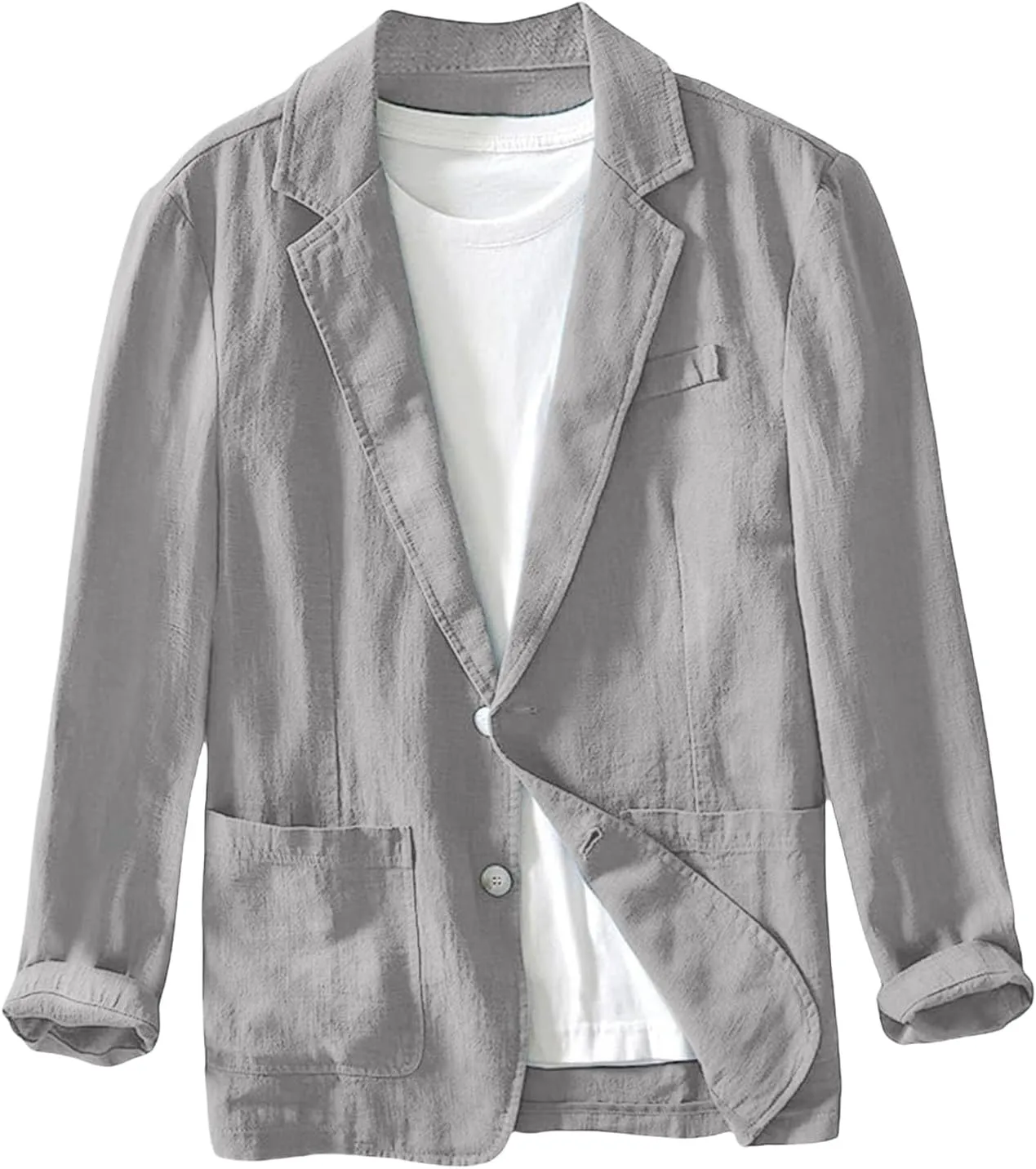Men's Casual Cotton Linen Blazer Jacket Lightweight Sports Coats Regular Fit Two Buttons Blazers Jackets for Men