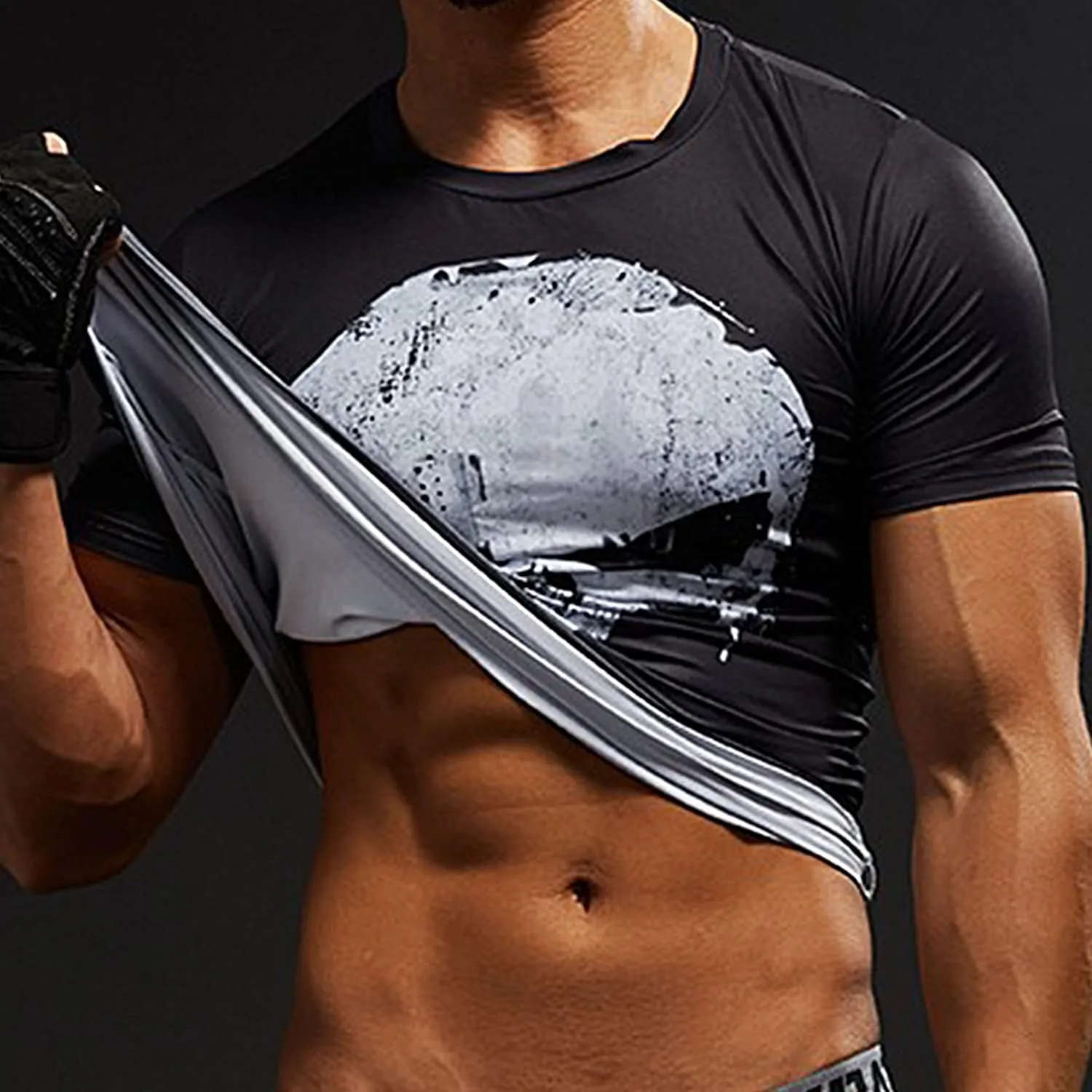 Men's Compression Shirt, Soft Short Sleeve 3D Print Fitness Sports Shirt Gym T-Shirt