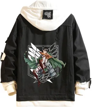 Men's cowboy jacket casual ripped hooded jacket trucker denim jacket cosplay coat