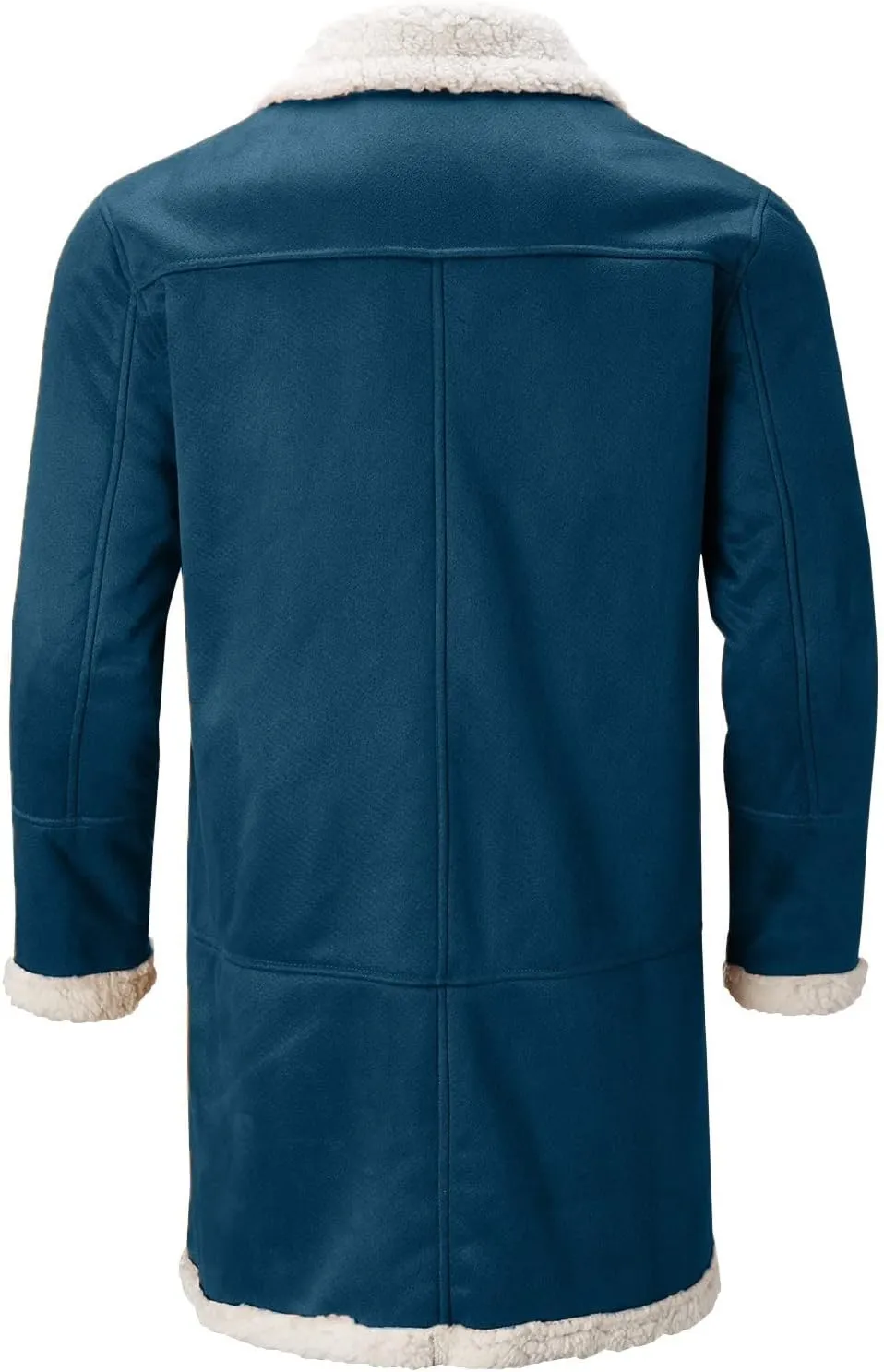 Mens Faux Leather Jacket Cozy Sherpa Fleece Lined Bomber Jackets Winter Coat Heavyweight Suede Faux Fur Trench Coat
