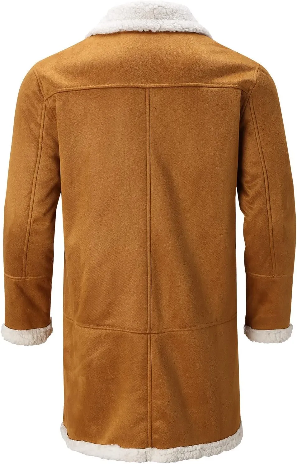 Mens Faux Leather Jacket Cozy Sherpa Fleece Lined Bomber Jackets Winter Coat Heavyweight Suede Faux Fur Trench Coat