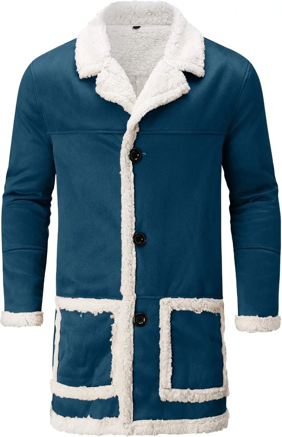Mens Faux Leather Jacket Cozy Sherpa Fleece Lined Bomber Jackets Winter Coat Heavyweight Suede Faux Fur Trench Coat