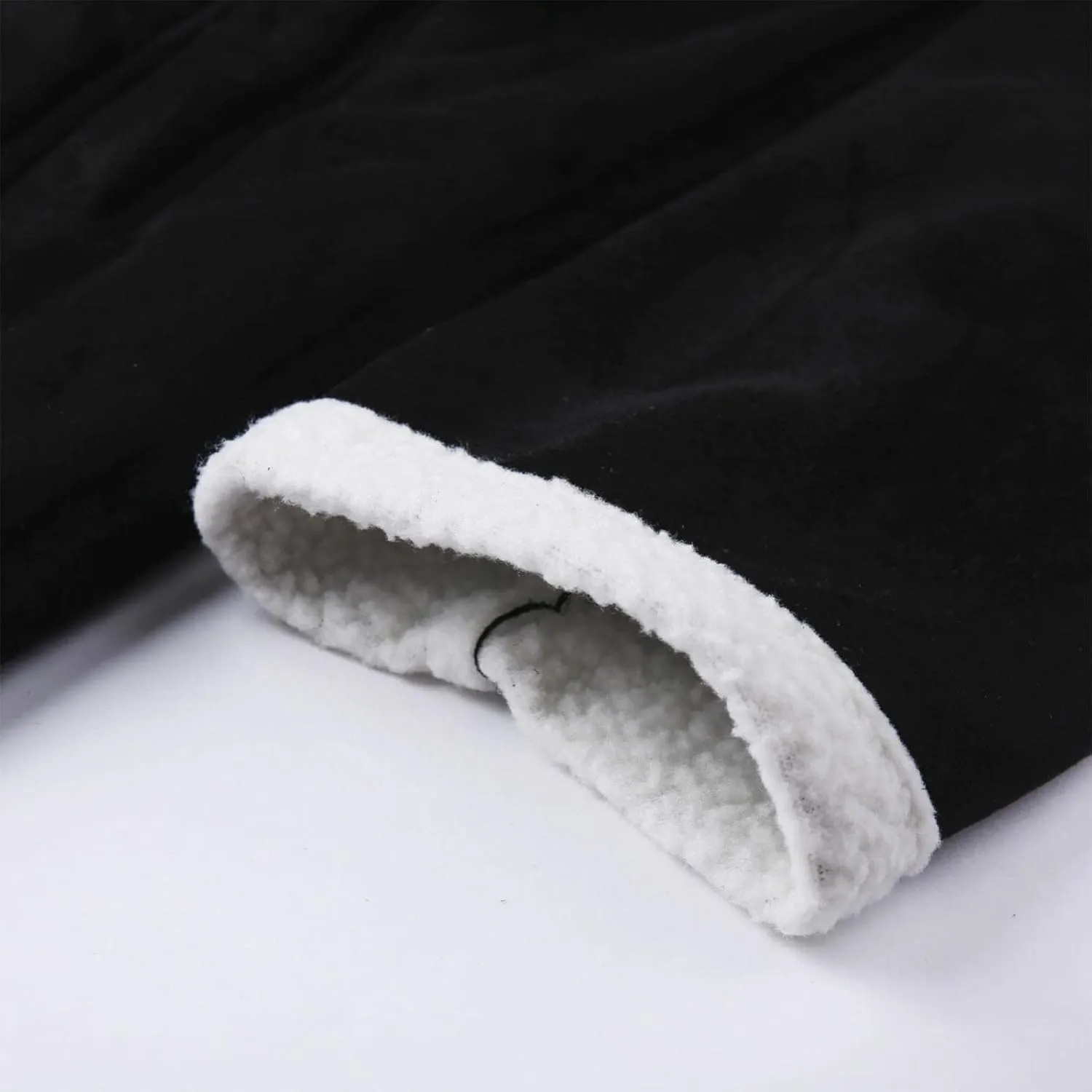 Mens Faux Leather Sherpa Lined Long Jacket Fur Collar Long Trench Coats Sheepskin Fleece Coat Double Breasted with Pockets