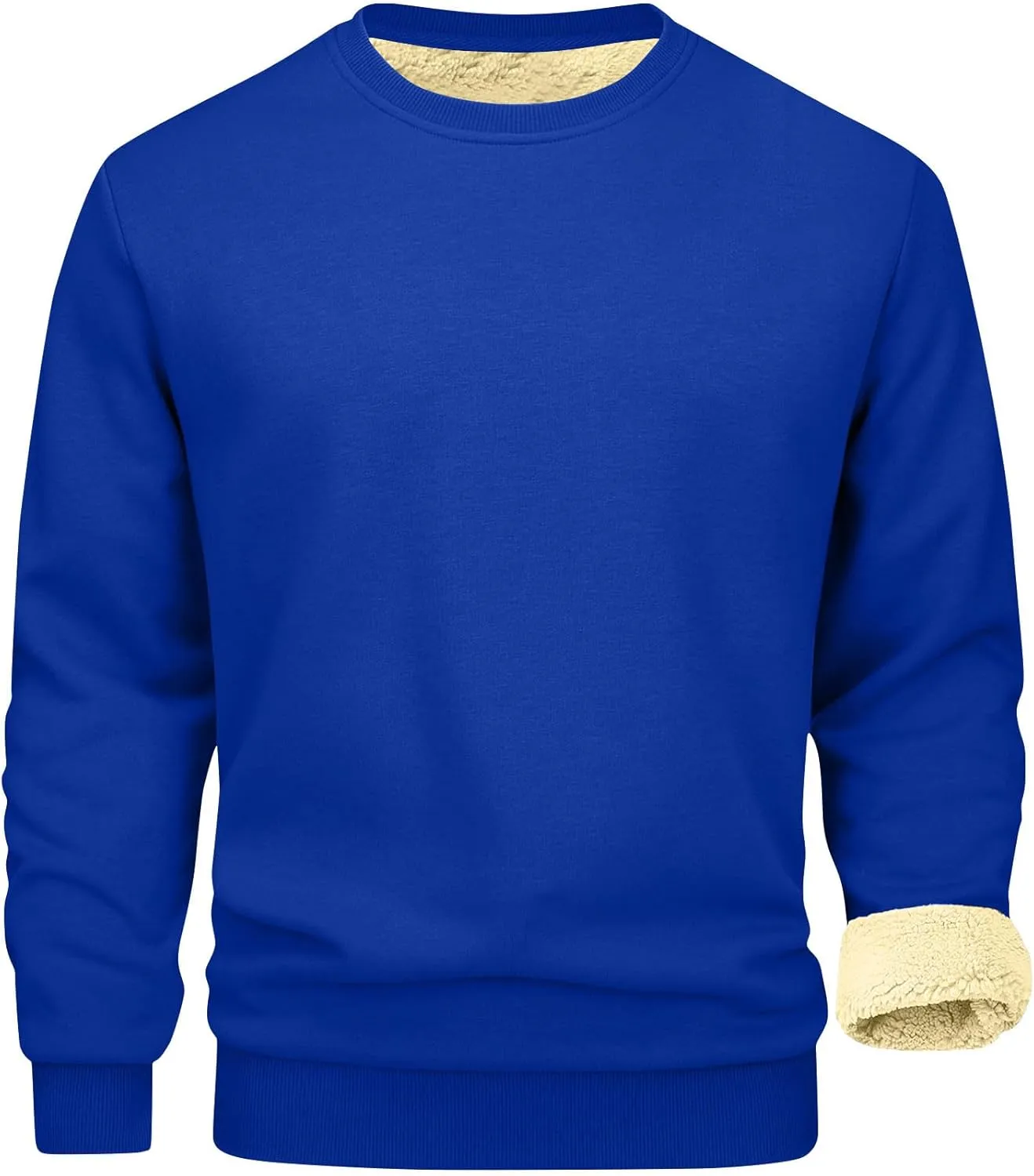 Men's Fleece Lined Sweatshirts Crewneck Long Sleeve Pullover Sherpa Thick Thermal Sweatshirt Warm Winter Underwear