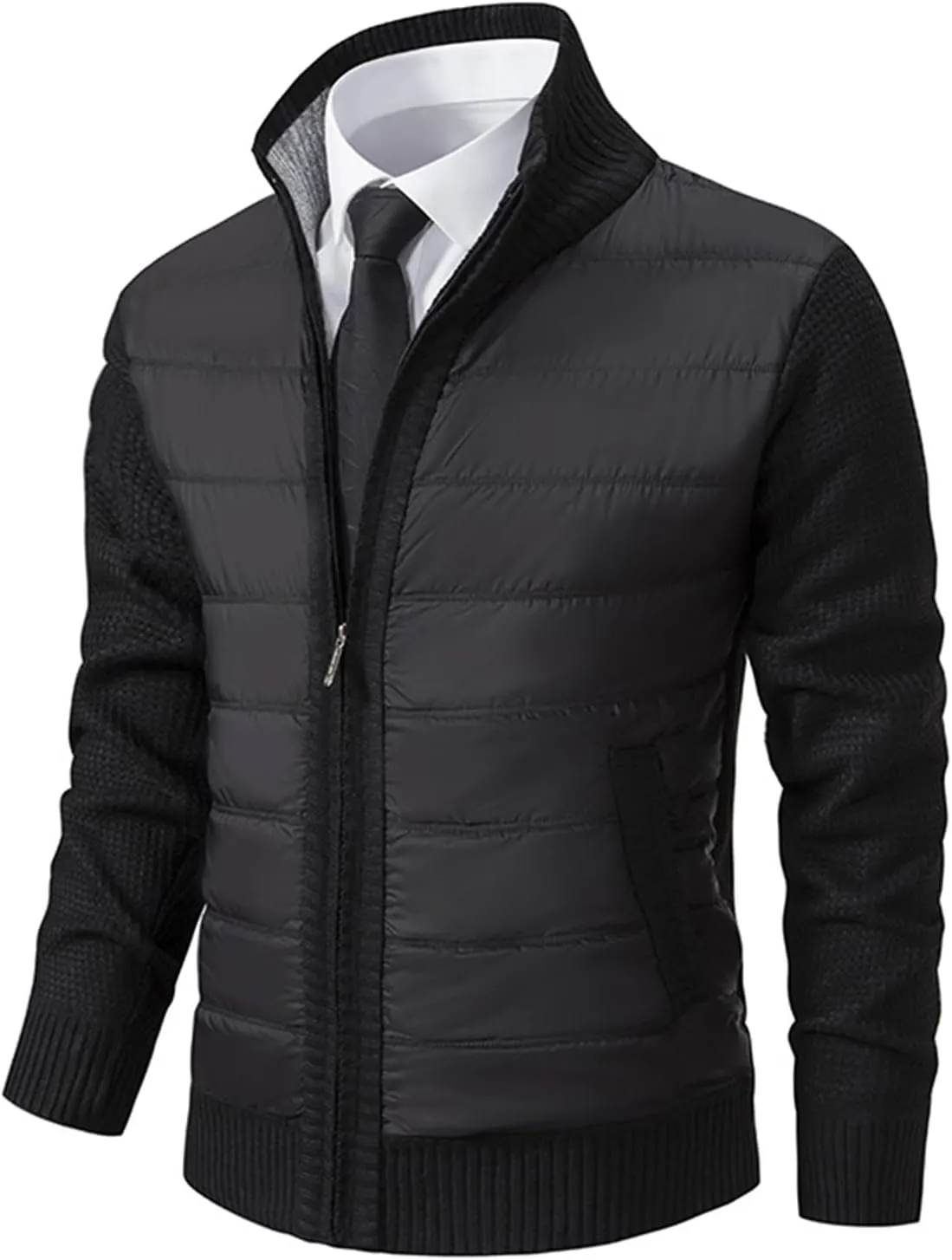Men's Jacket Zipper Cardigan Collar Velvet Padded Coat Cotton-Padded Sweater Autumn Winter
