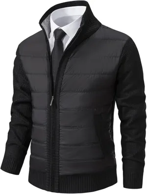 Men's Jacket Zipper Cardigan Collar Velvet Padded Coat Cotton-Padded Sweater Autumn Winter