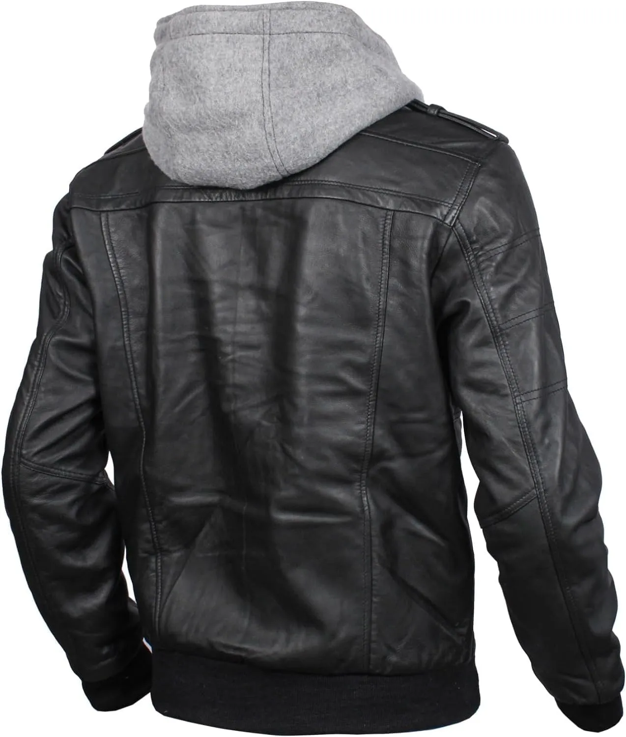 Mens leather jacket Geniune motorcycle Fashion jacket men with removable hood leather jacket for man Leather jacket.