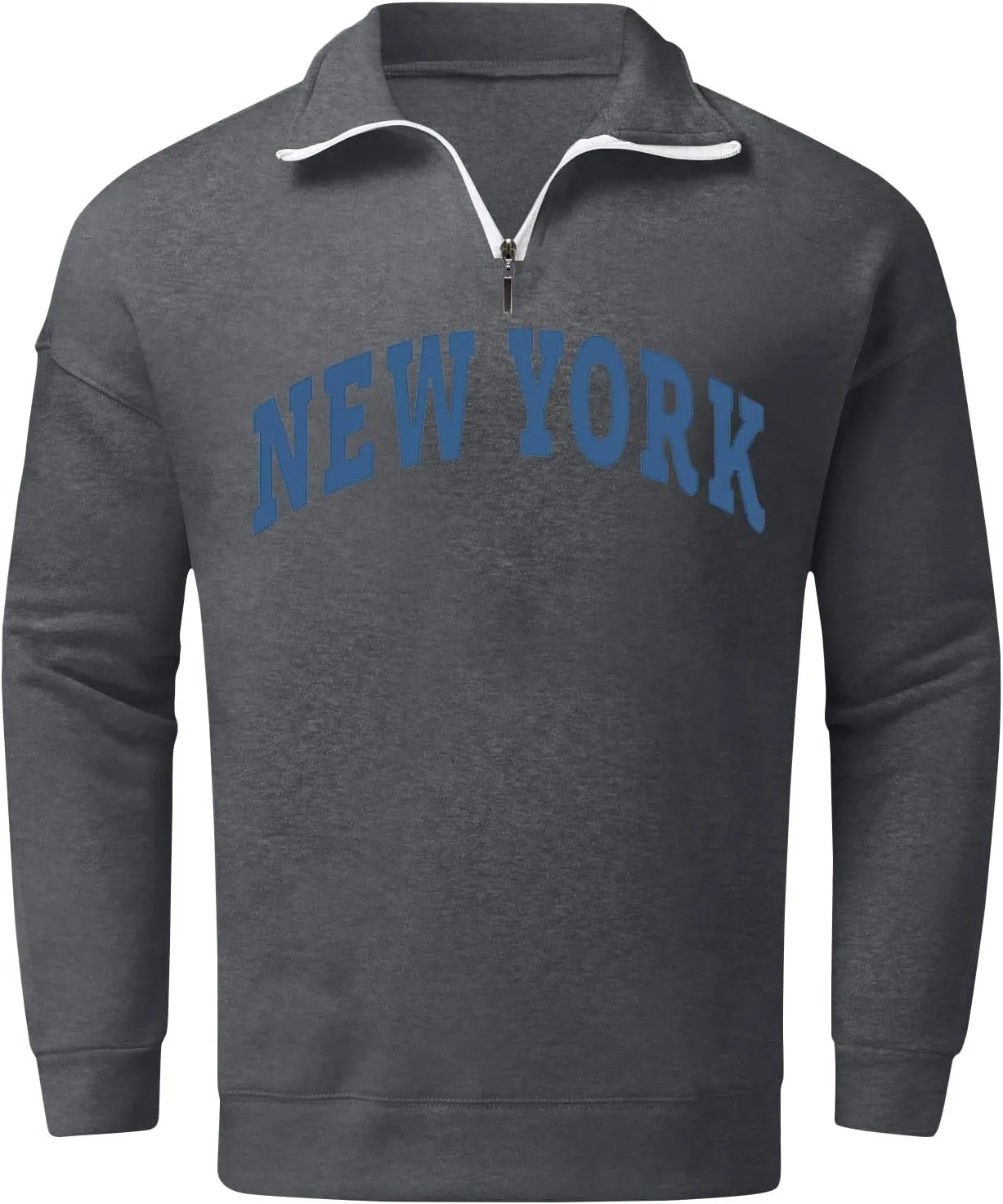 Men's Letter Graphic Print Pullover Crewneck New York Sweatshirt Casual Long Sleeve Tops Oversized Streetwear